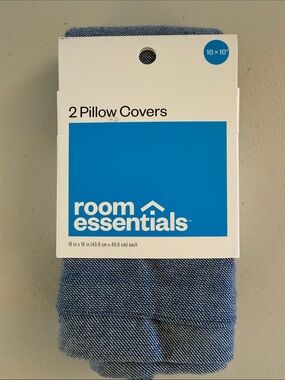 Room Essentials Denim-Style Blue 2-Pack Pillow Covers